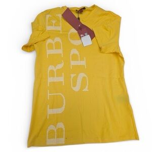 Burberry Sport Yellow Tee with White Lettering - Brand New With Tags